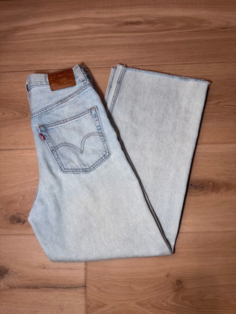 Levis High Loose Jeans 26 Light Wash Hemp Wide Leg Raw Hem 90s Streetwear Skater